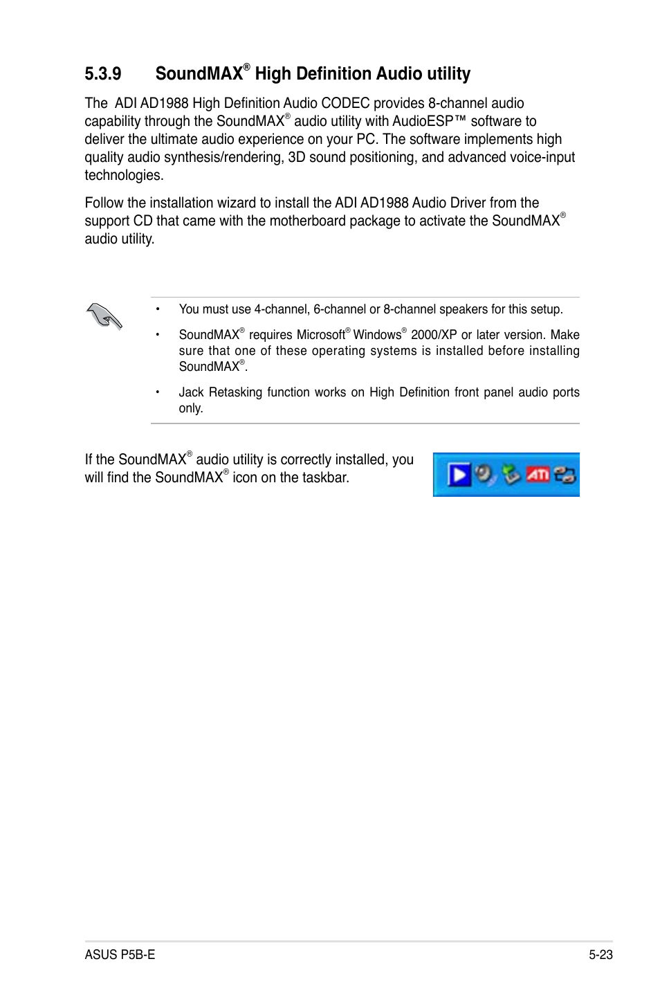 9 soundmax, High definition audio utility | Asus Motherboard P5B-E User Manual | Page 129 / 158