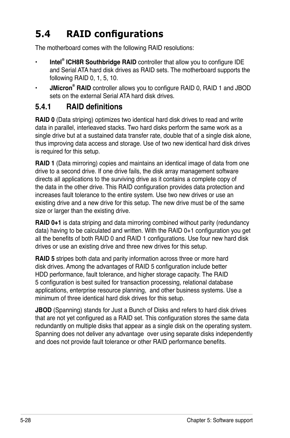 4 raid configurations, 1 raid definitions | Asus Motherboard P5B-E User Manual | Page 134 / 158