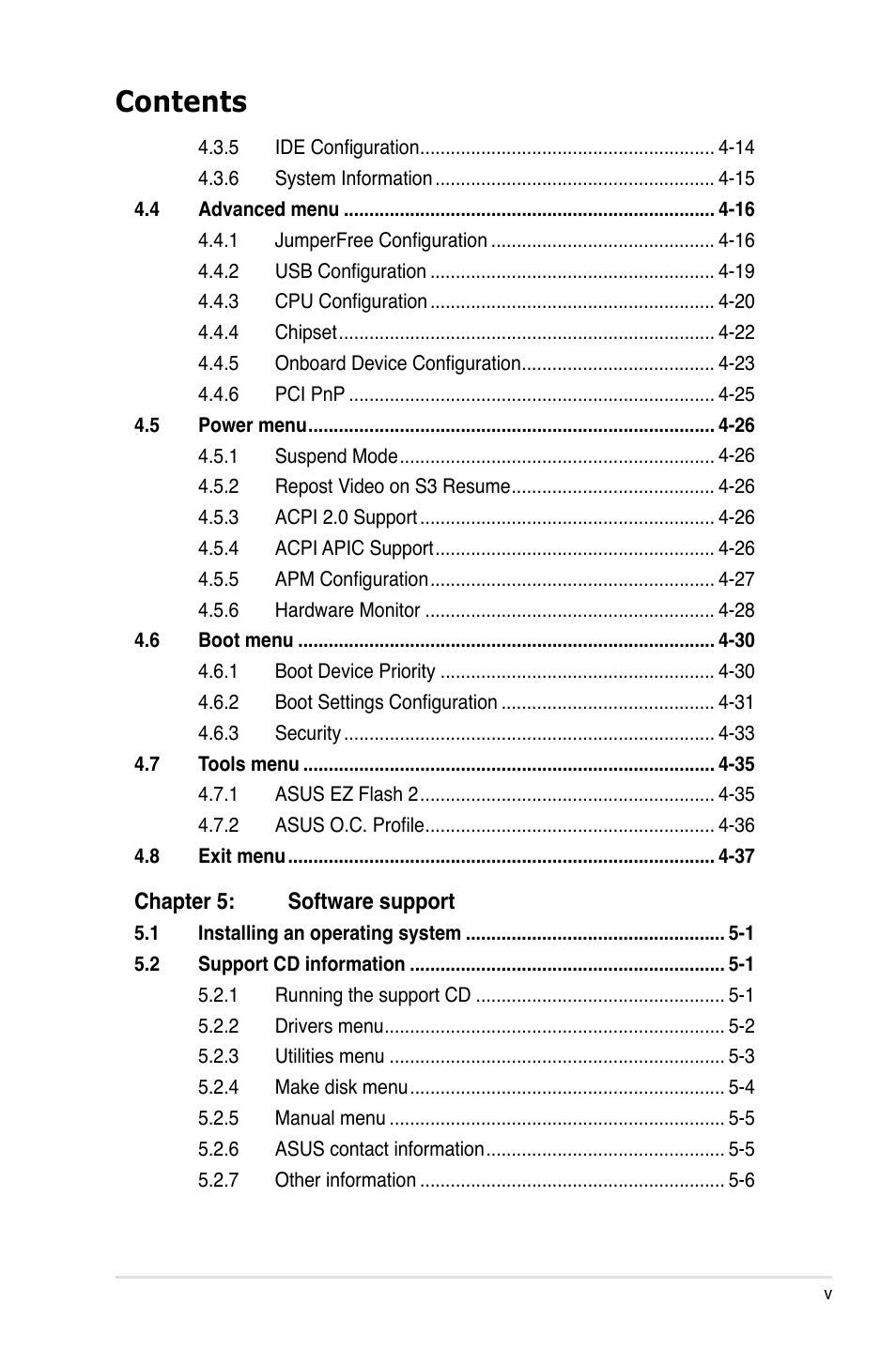 Asus Motherboard P5B-E User Manual | Page 5 / 158