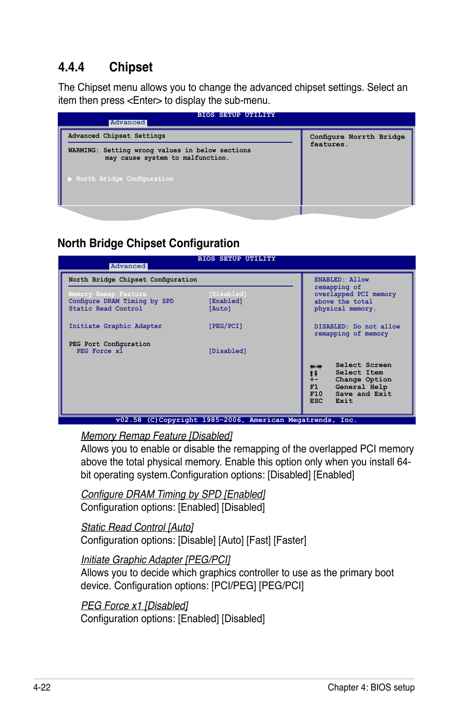 4 chipset, North bridge chipset configuration | Asus Motherboard P5B-E User Manual | Page 88 / 158