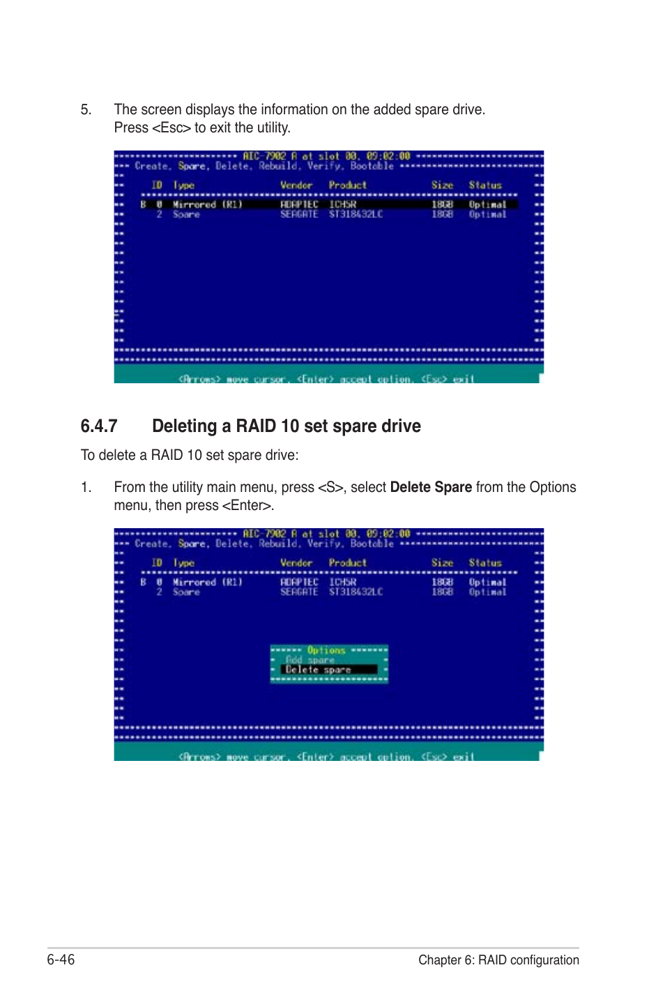 Deleting a raid 10 set spare drive -46, 7 deleting a raid 10 set spare drive | Asus TS300-PA4 User Manual | Page 174 / 204