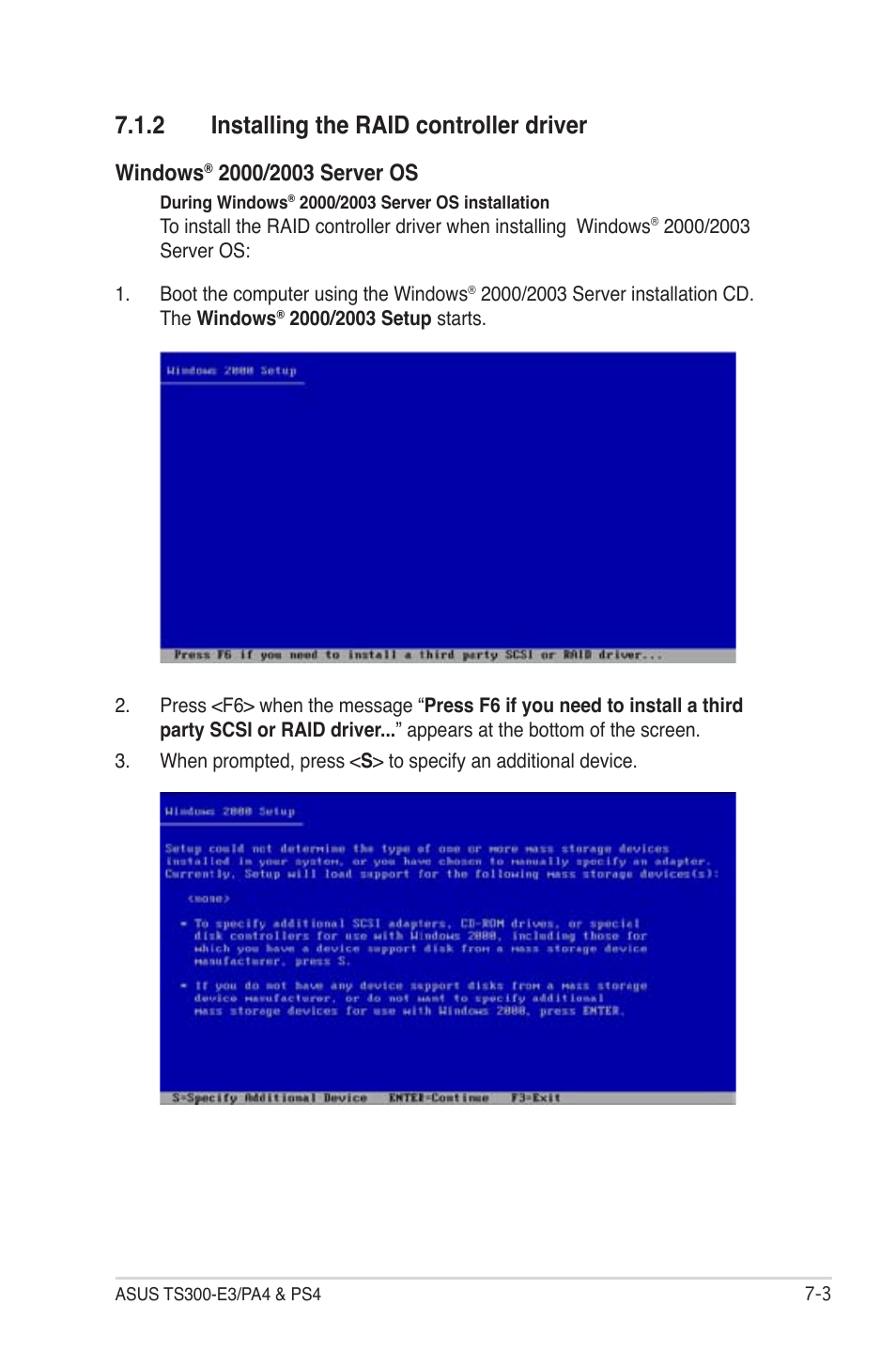 Installing the raid controller driver -3, 2 installing the raid controller driver, Windows | Asus TS300-PA4 User Manual | Page 183 / 204