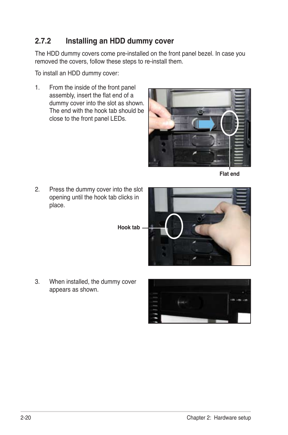 2 installing an hdd dummy cover | Asus TS300-PA4 User Manual | Page 40 / 204