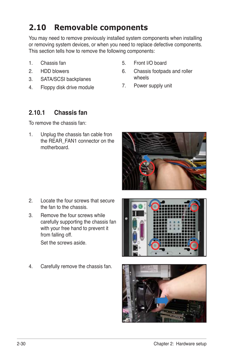 10 removable components, 1 chassis fan | Asus TS300-PA4 User Manual | Page 50 / 204