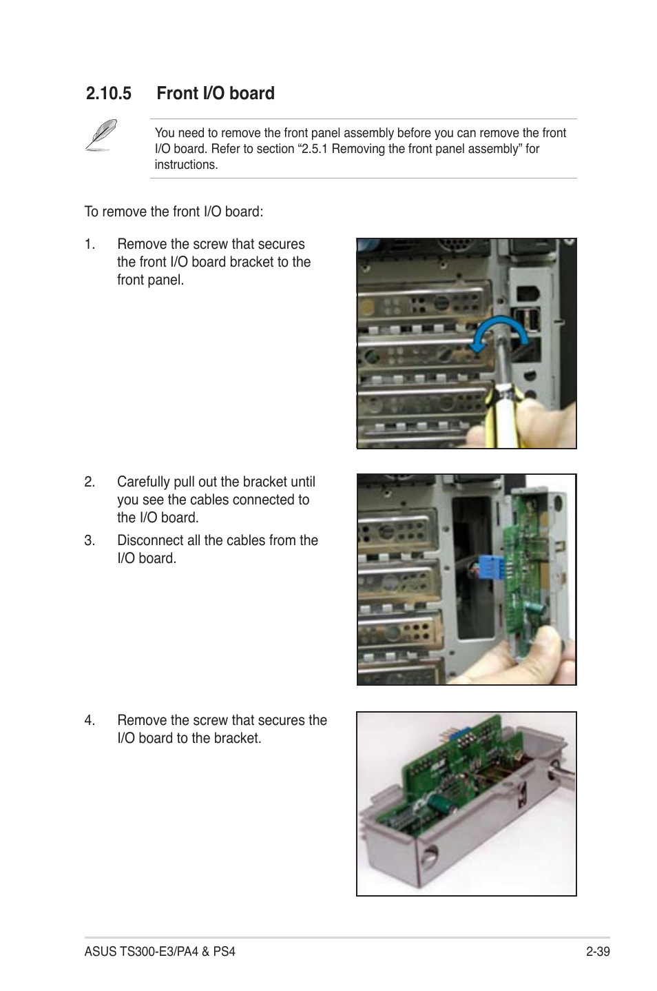 5 front i/o board | Asus TS300-PA4 User Manual | Page 59 / 204