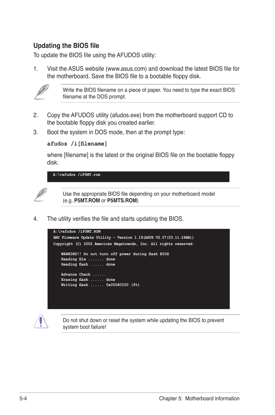 Updating the bios ﬁle | Asus TS300-PA4 User Manual | Page 90 / 204