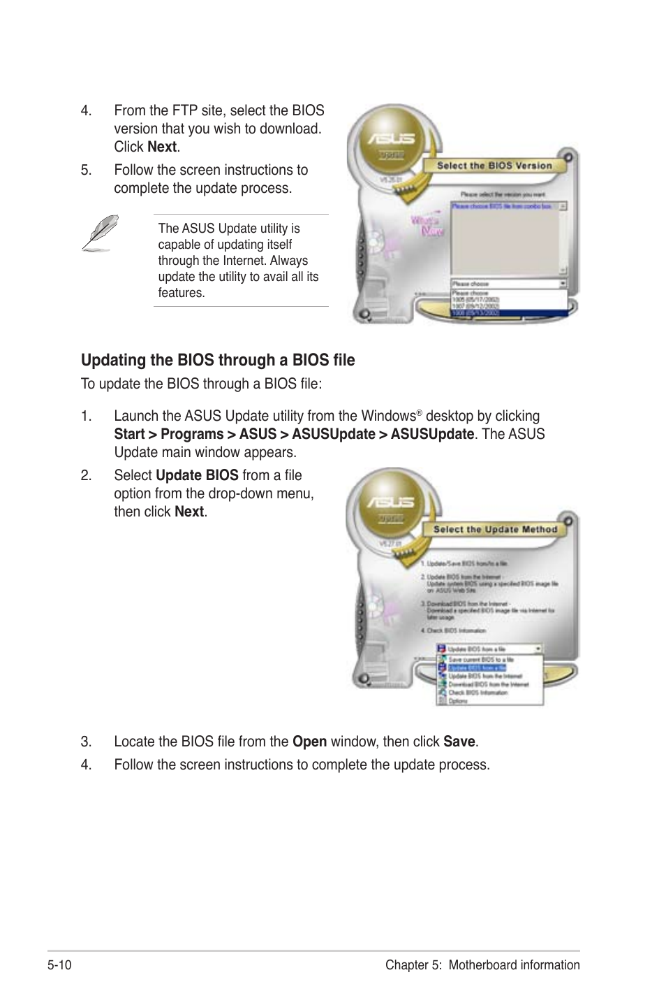 Updating the bios through a bios ﬁle | Asus TS300-PA4 User Manual | Page 96 / 204