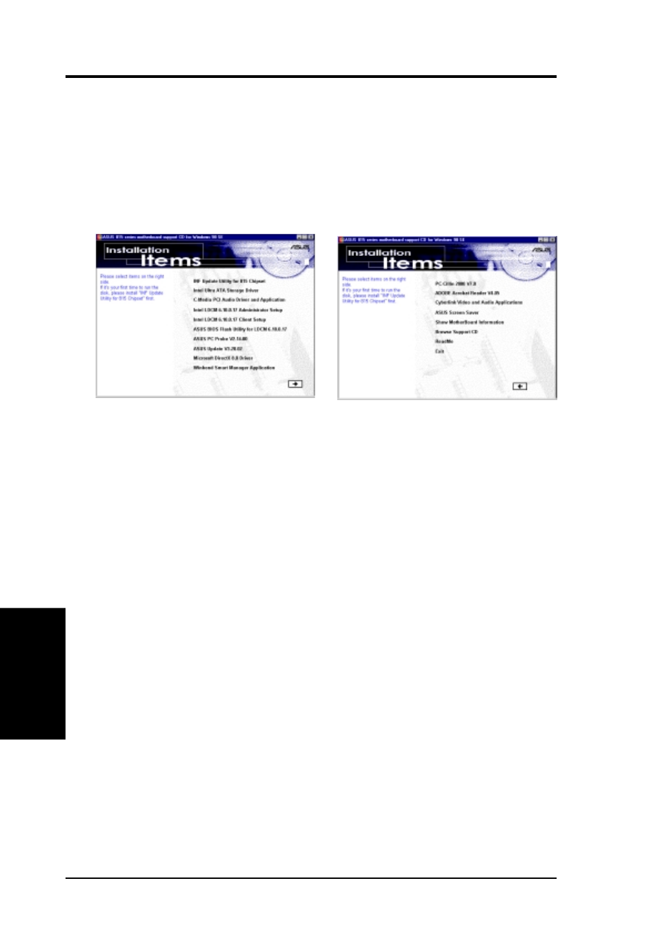 Software setup, 3 tusl2-c motherboard support cd, 1 installation menu | Asus INTEL TUSL2-C User Manual | Page 80 / 106