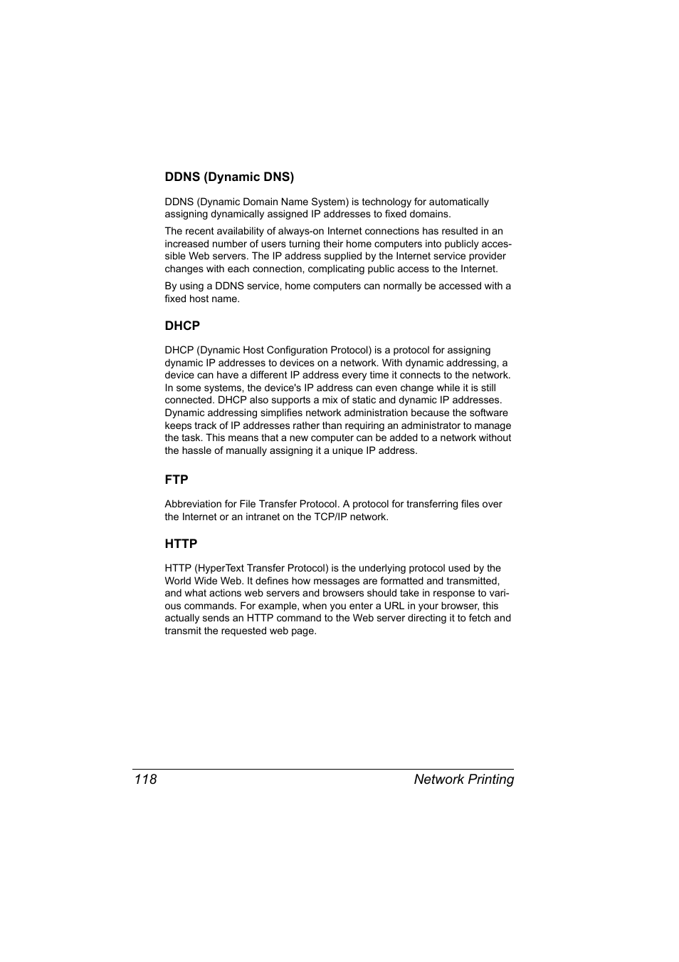 Ddns (dynamic dns), Dhcp, Http | Ddns (dynamic dns) 118, Dhcp 118 ftp 118 http 118 | Konica Minolta magicolor 5550 User Manual | Page 136 / 296
