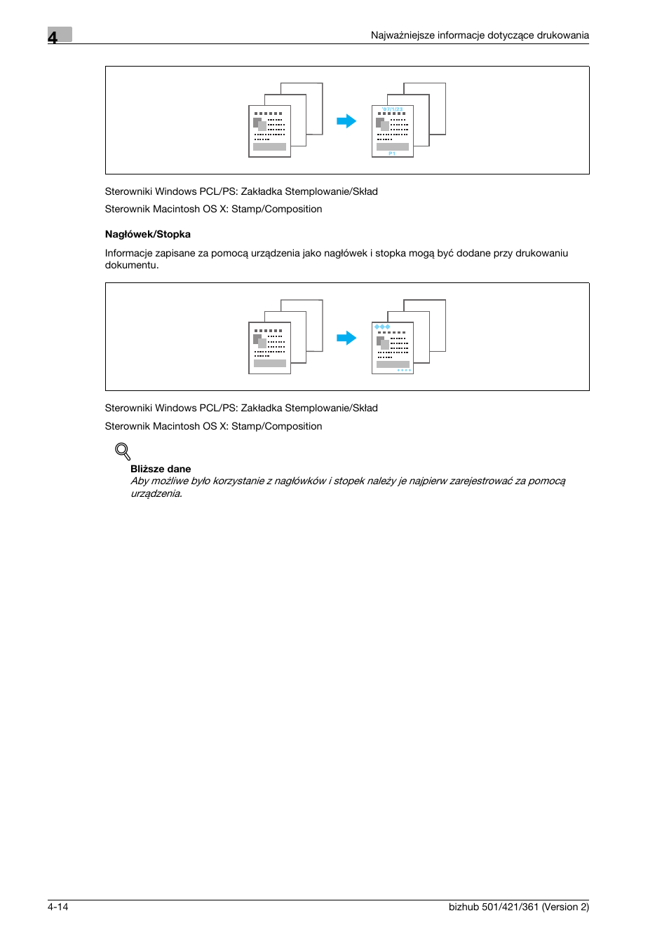 Nag¸ówek/stopka | Konica Minolta bizhub 501 User Manual | Page 166 / 288