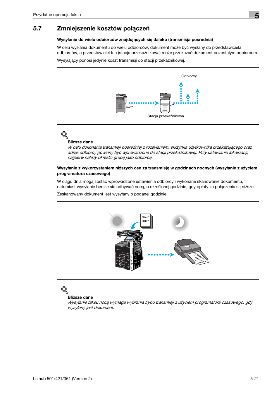 7 zmniejszenie kosztów po¸¶czeñ, Zmniejszenie kosztów połączeń -21, 7 zmniejszenie kosztów połączeń | Konica Minolta bizhub 501 User Manual | Page 189 / 288