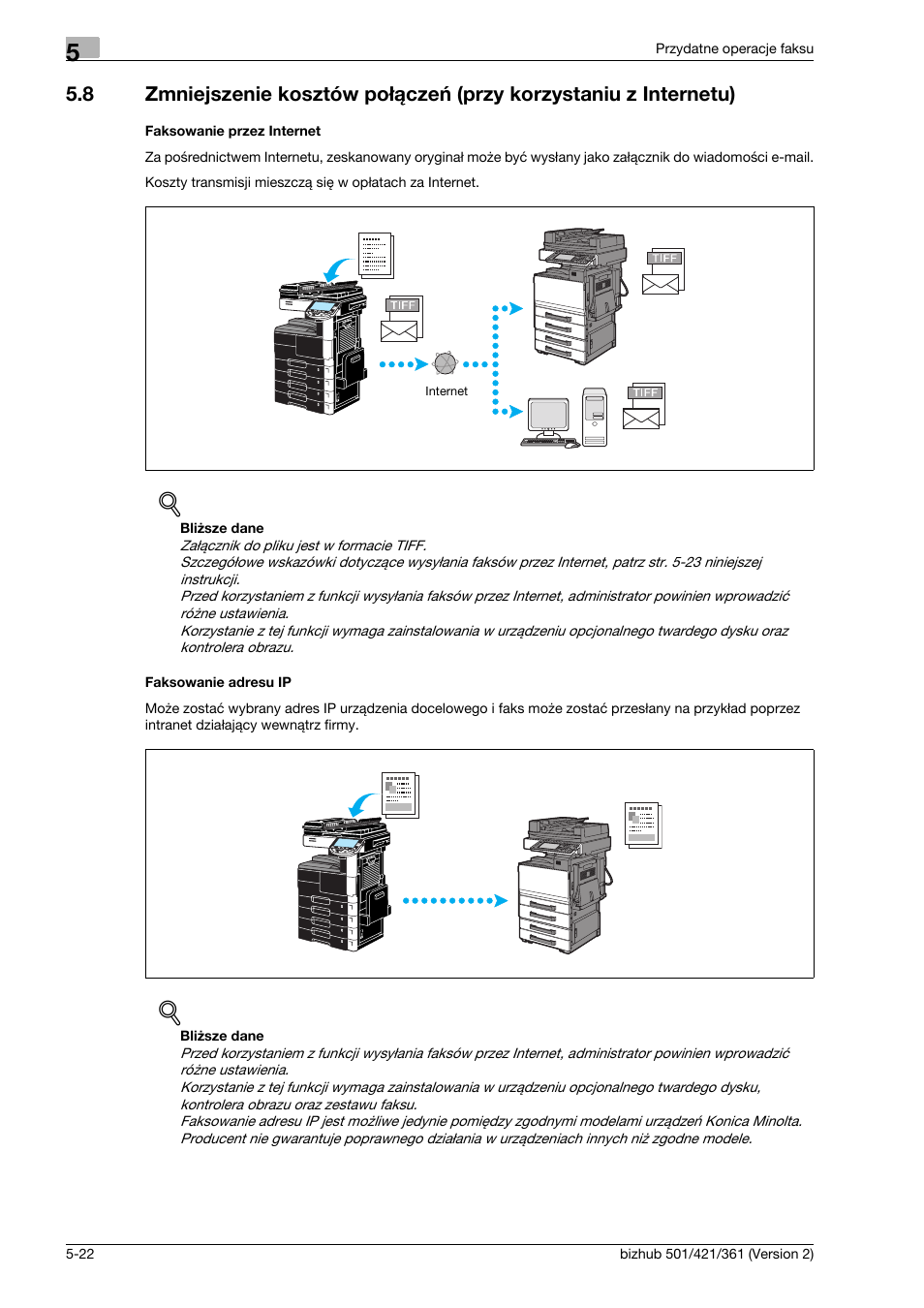 Faksowanie przez internet, Faksowanie adresu ip | Konica Minolta bizhub 501 User Manual | Page 190 / 288