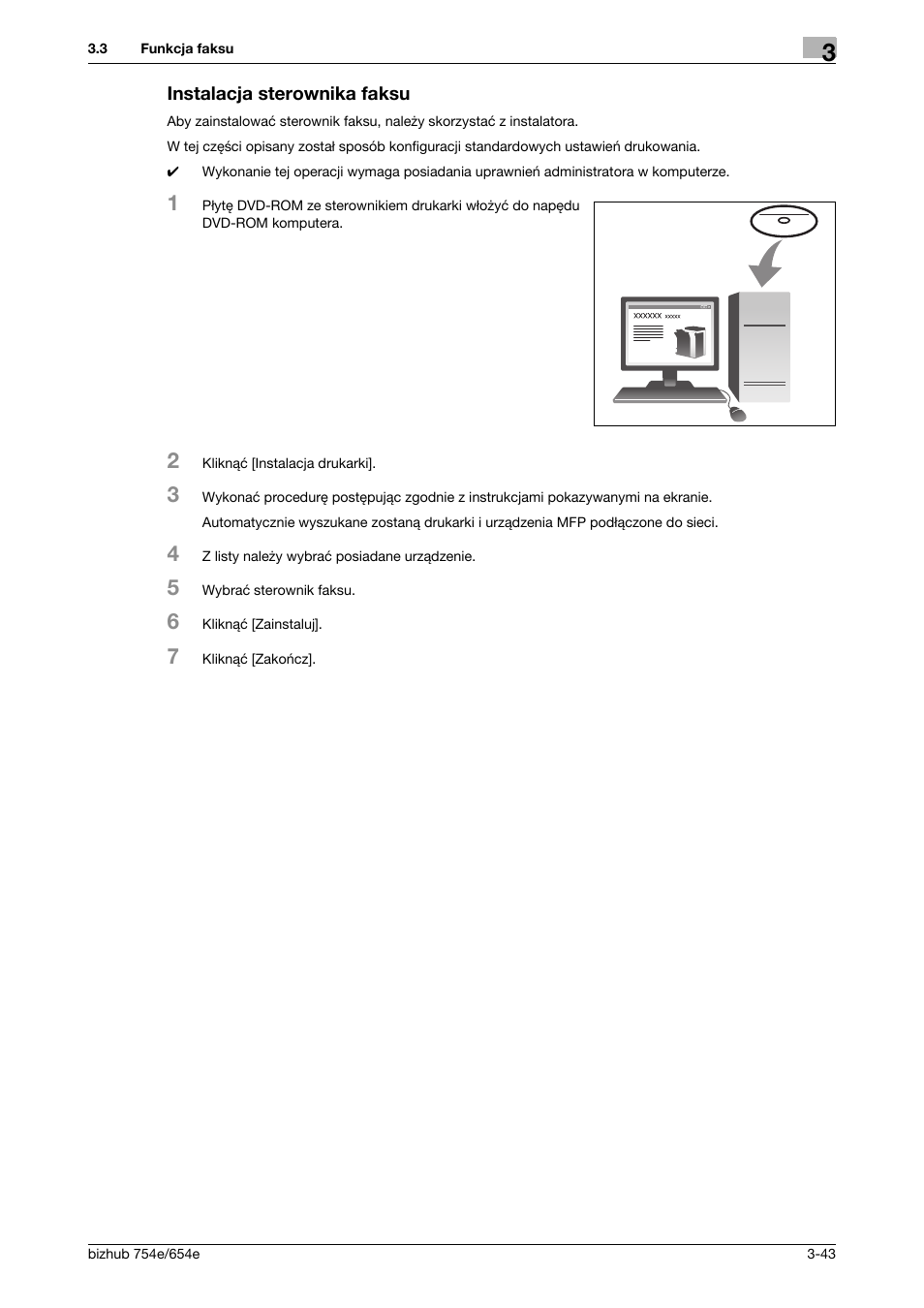 Instalacja sterownika faksu | Konica Minolta bizhub 754e User Manual | Page 115 / 170