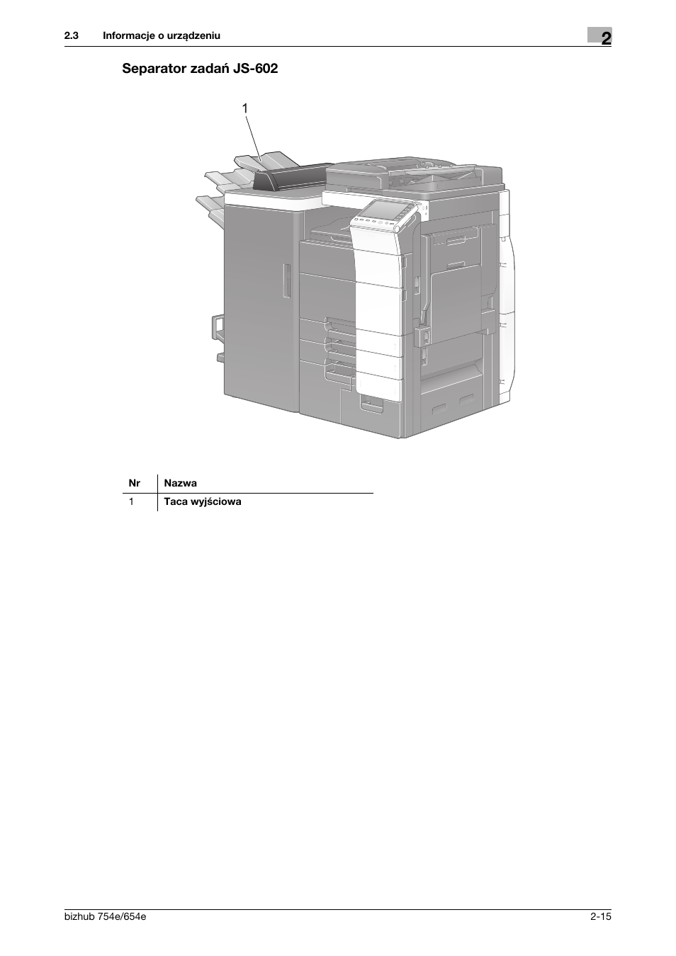 Separator zadań js-602 | Konica Minolta bizhub 754e User Manual | Page 45 / 170