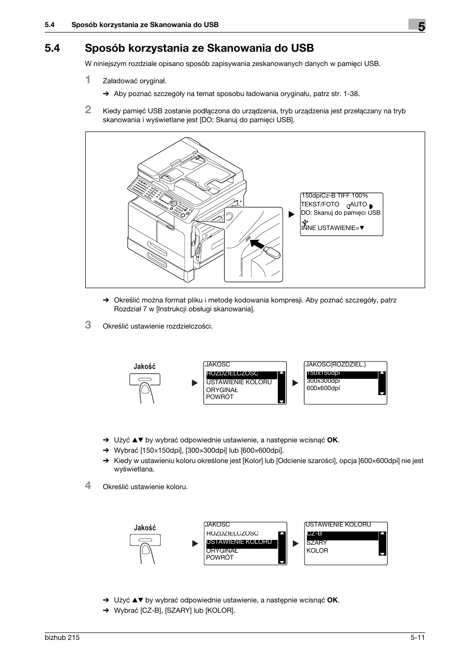 4 sposób korzystania ze skanowania do usb, Sposób korzystania ze skanowania do usb -11 | Konica Minolta Bizhub 215 User Manual | Page 113 / 128