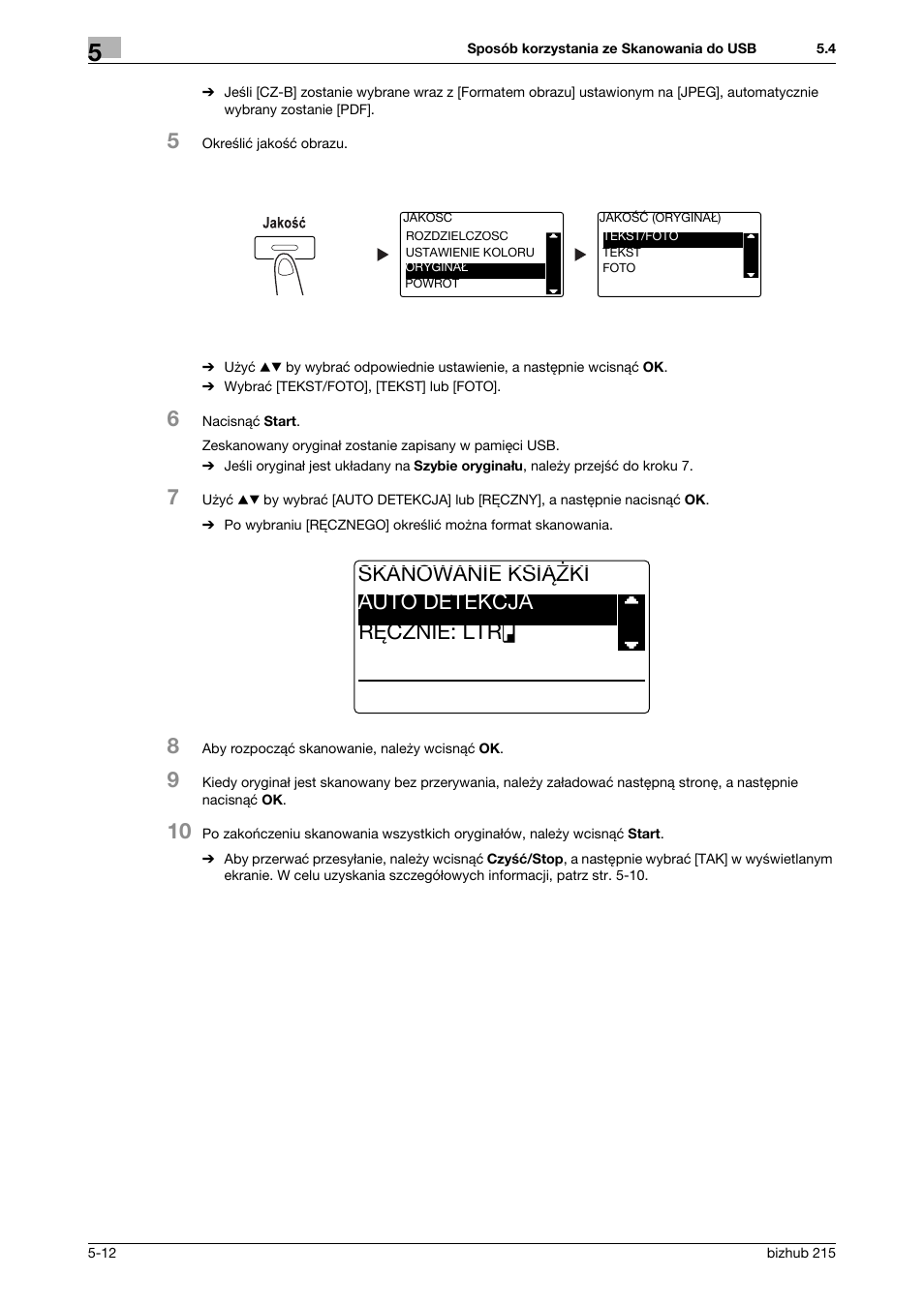 Skanowanie książki auto detekcja ręcznie: ltrv | Konica Minolta Bizhub 215 User Manual | Page 114 / 128