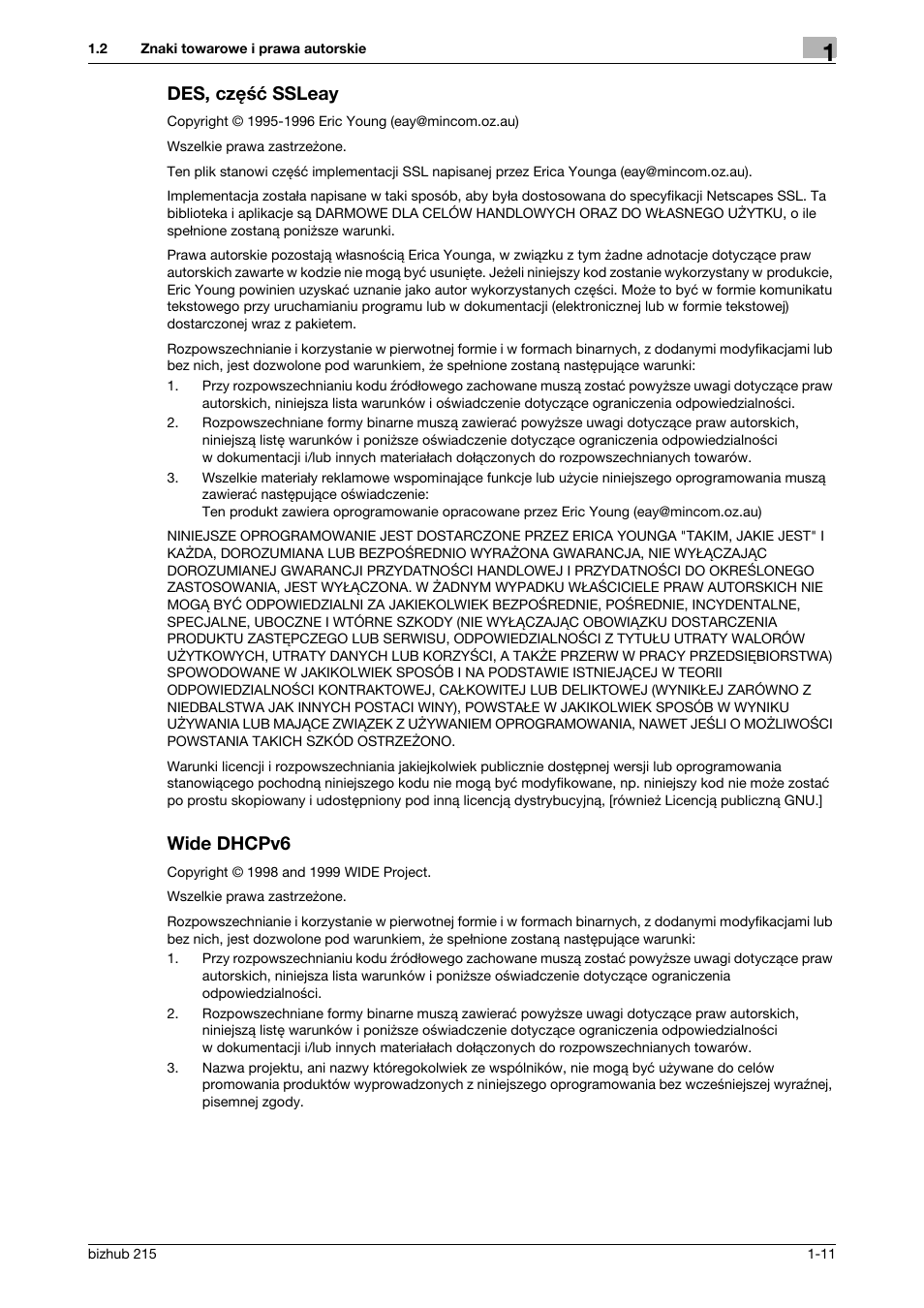 Des, czêœæ ssleay, Wide dhcpv6, Des, część ssleay -11 wide dhcpv6 -11 | Des, część ssleay | Konica Minolta Bizhub 215 User Manual | Page 17 / 128