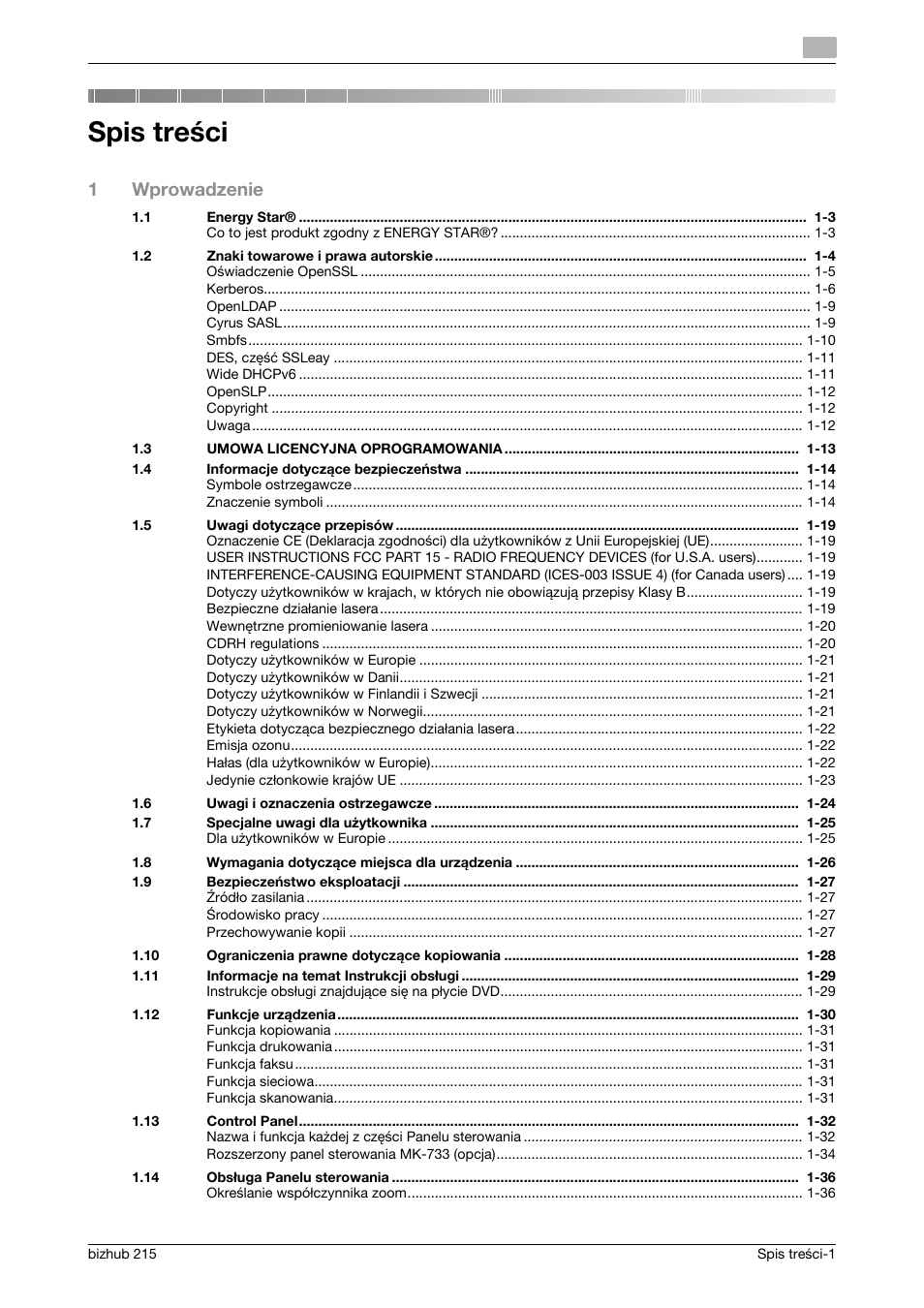 Konica Minolta Bizhub 215 User Manual | Page 3 / 128