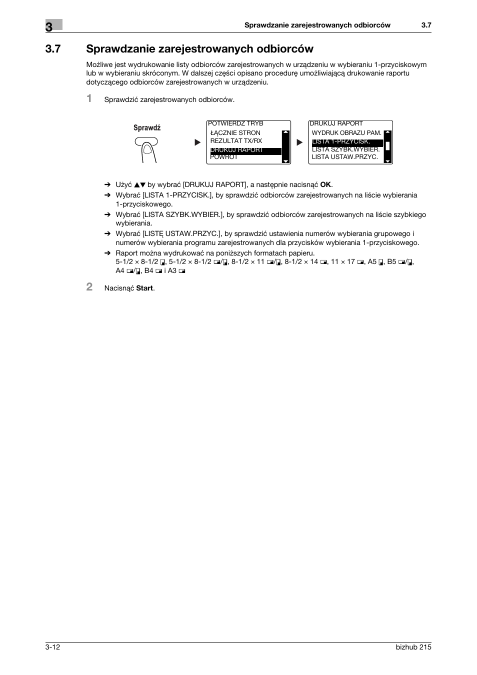 7 sprawdzanie zarejestrowanych odbiorców, Sprawdzanie zarejestrowanych odbiorców -12 | Konica Minolta Bizhub 215 User Manual | Page 78 / 128