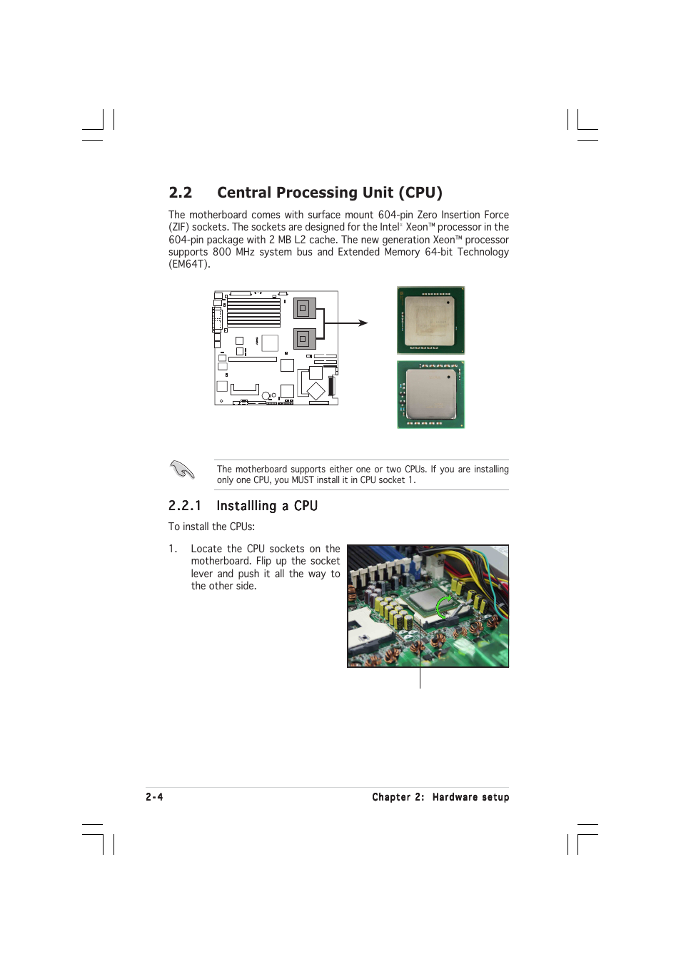 2 central processing unit (cpu) | Asus 1U Rackmount Barebone Server RS160-E3/PS4 User Manual | Page 22 / 140