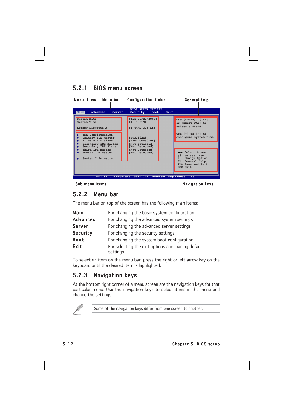 2 menu bar menu bar menu bar menu bar menu bar | Asus 1U Rackmount Barebone Server RS160-E3/PS4 User Manual | Page 74 / 140