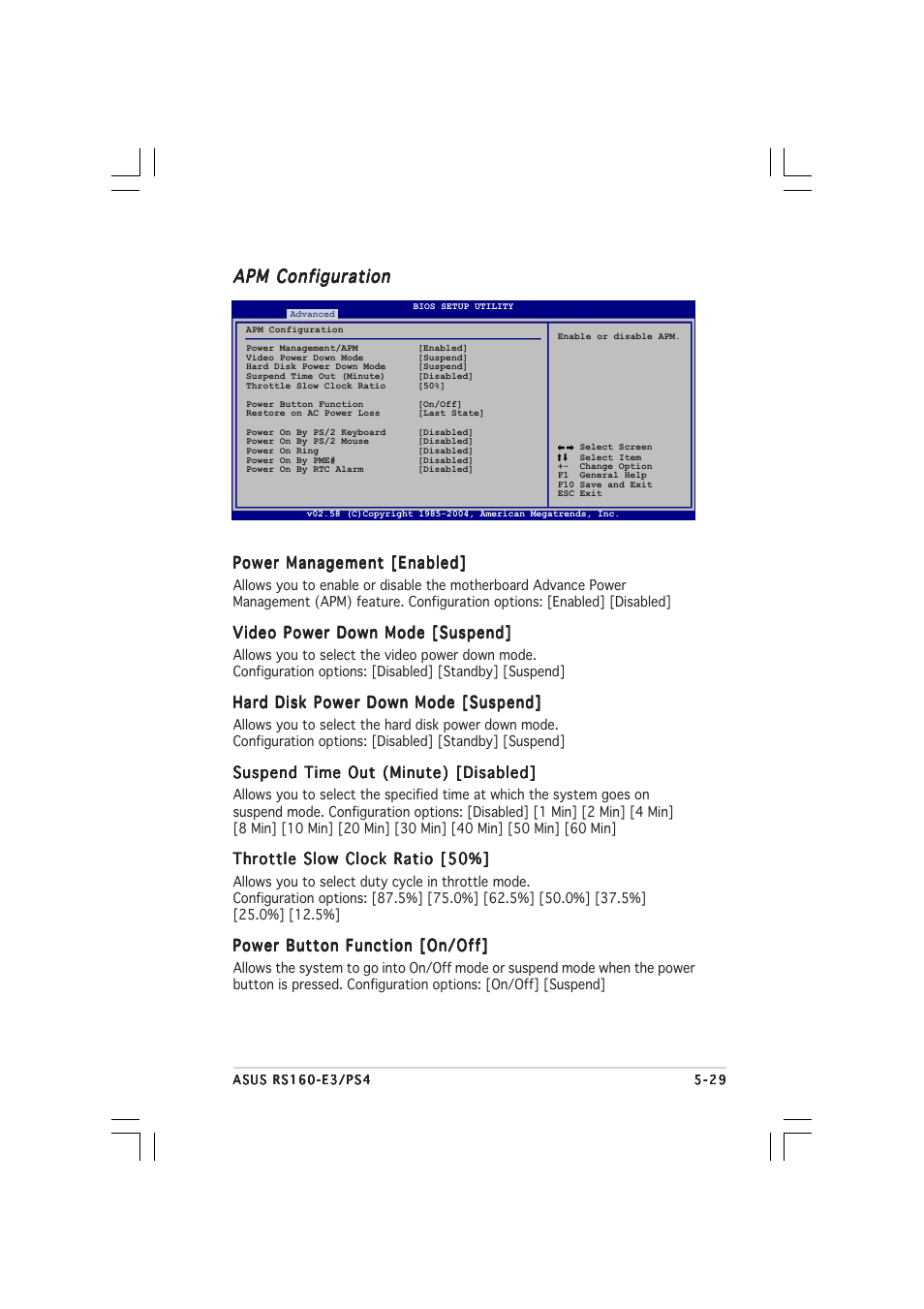 Apm configuration | Asus 1U Rackmount Barebone Server RS160-E3/PS4 User Manual | Page 91 / 140