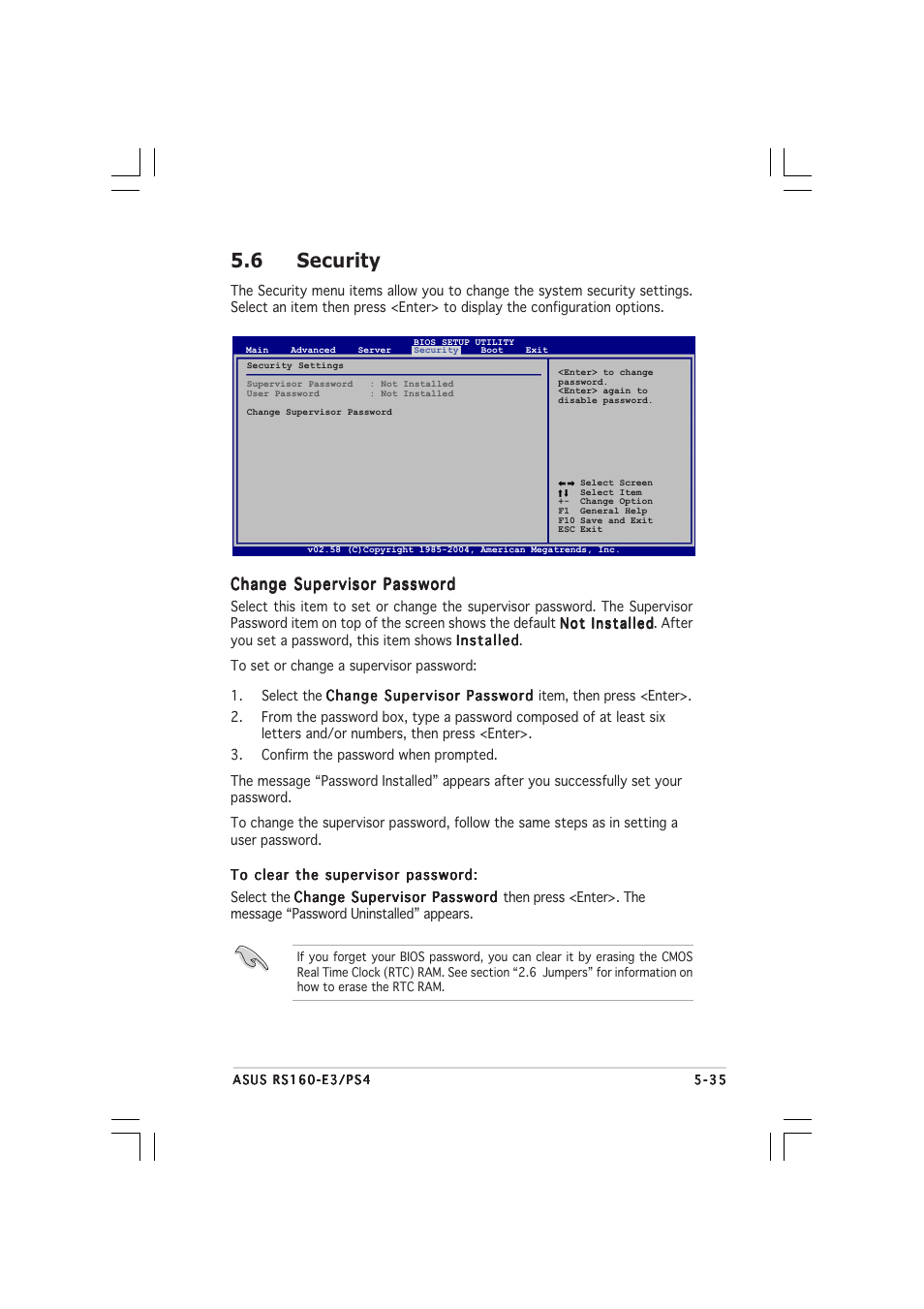 6 security | Asus 1U Rackmount Barebone Server RS160-E3/PS4 User Manual | Page 97 / 140