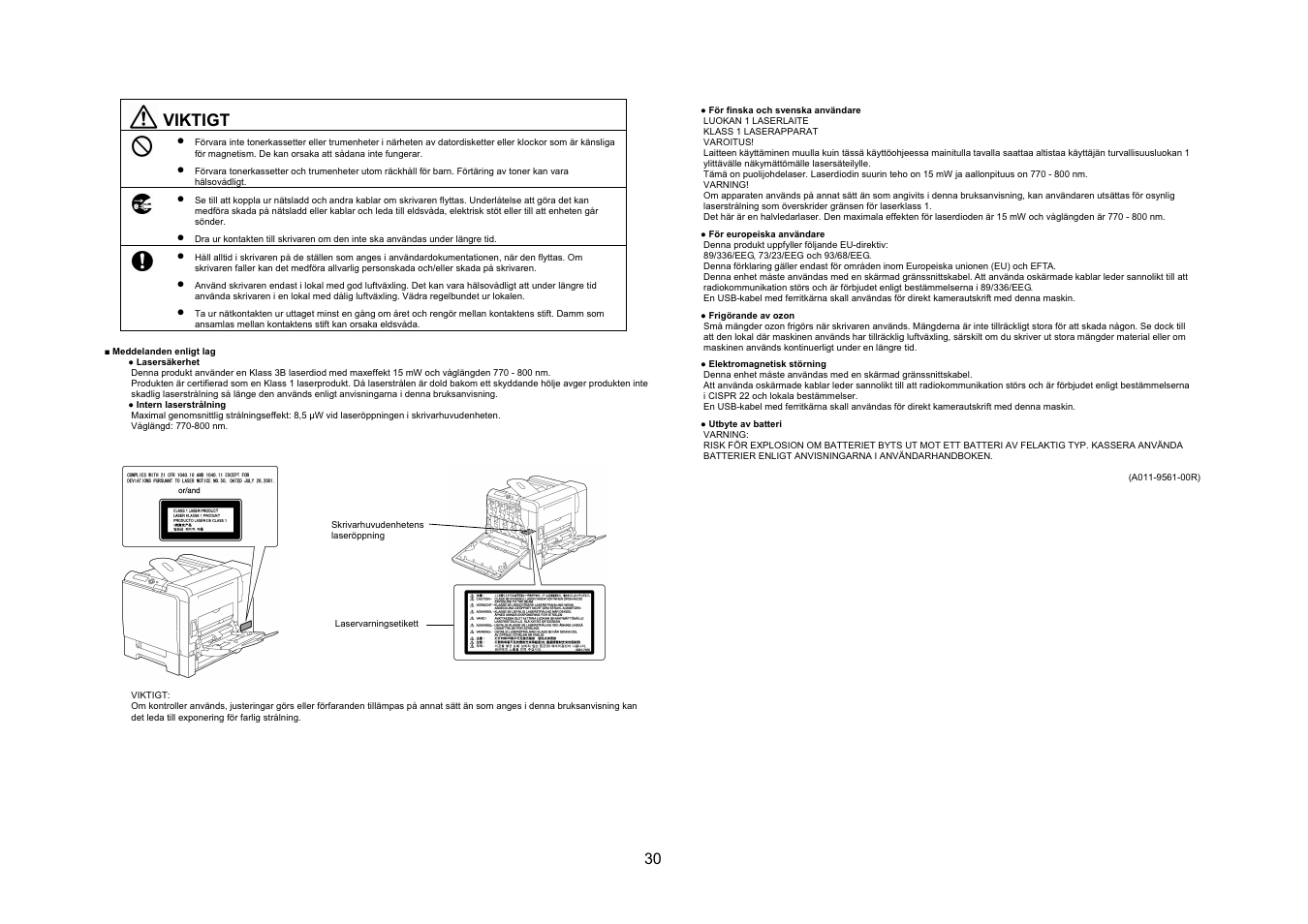 Viktigt | Konica Minolta magicolor 5550 User Manual | Page 29 / 48