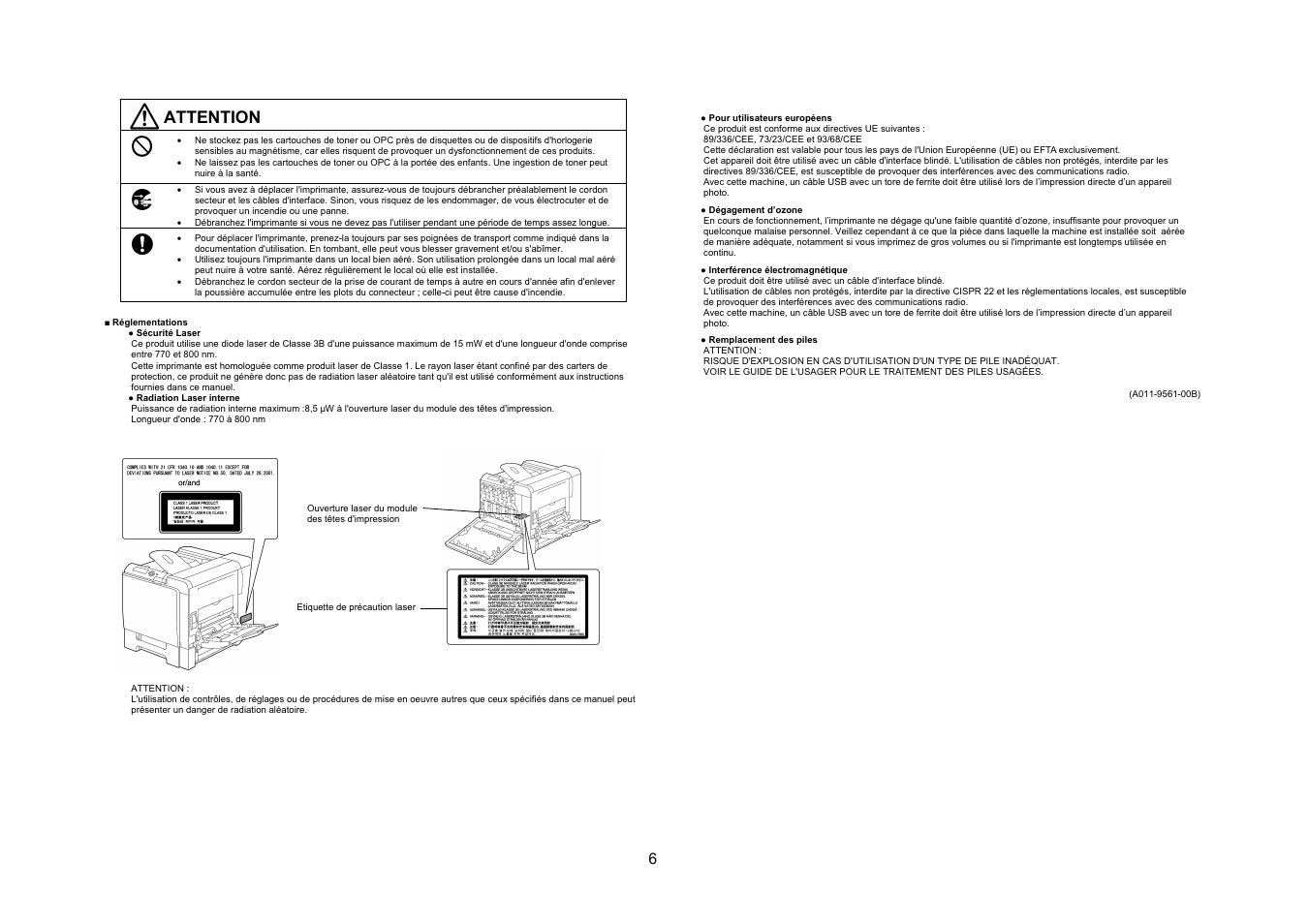 Attention | Konica Minolta magicolor 5550 User Manual | Page 5 / 48