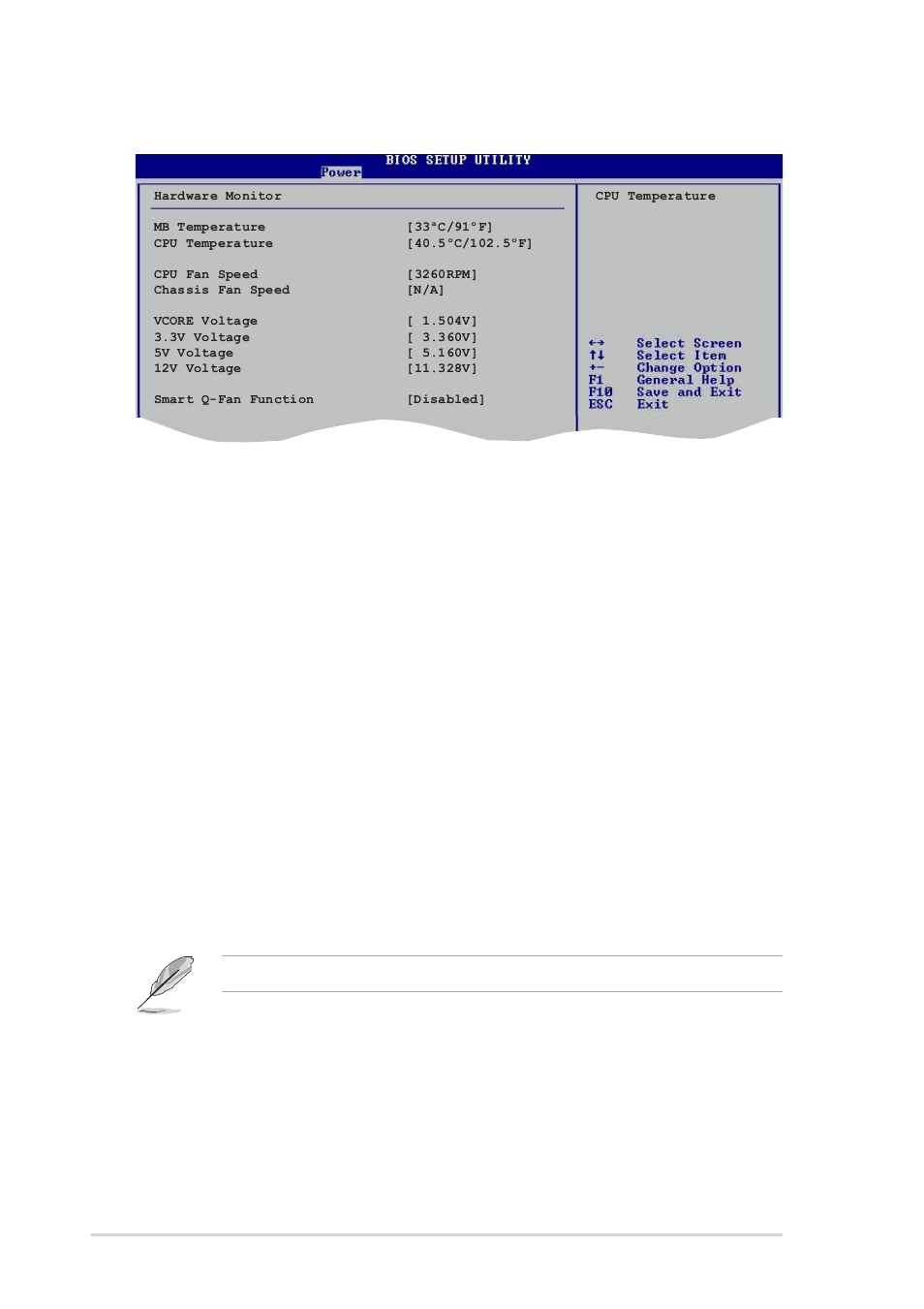 6 hardware monitor, Smart q-fan function [disabled, Fan auto mode start voltage [5.0v | Fan auto mode start speed temp [25ºc, 26 chapter 2: bios setup | Asus A7V880 User Manual | Page 64 / 76