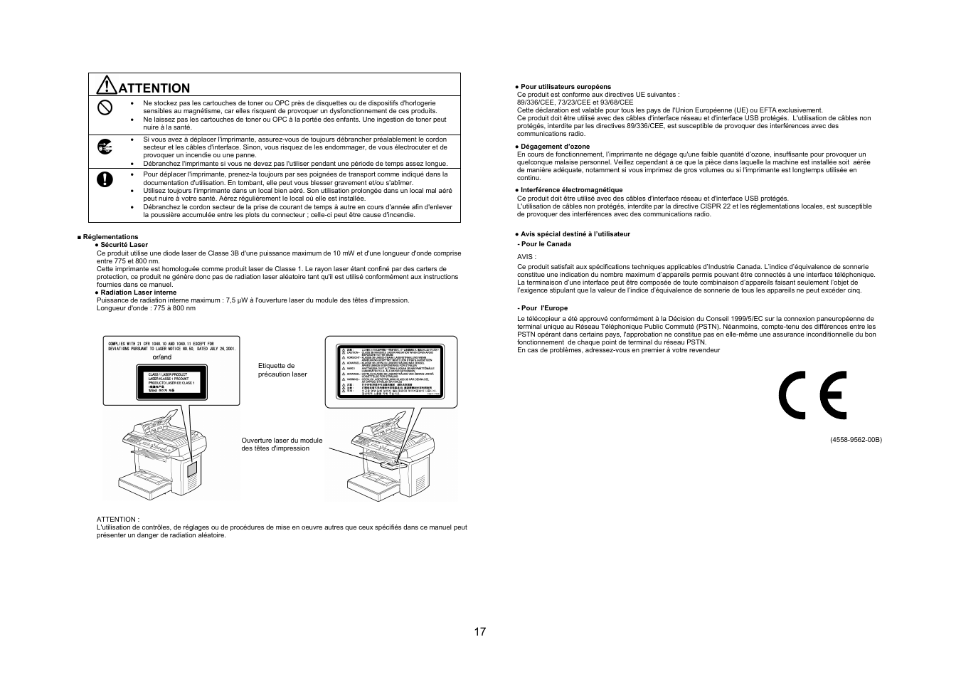 Attention | Konica Minolta PagePro 1390MF User Manual | Page 17 / 56