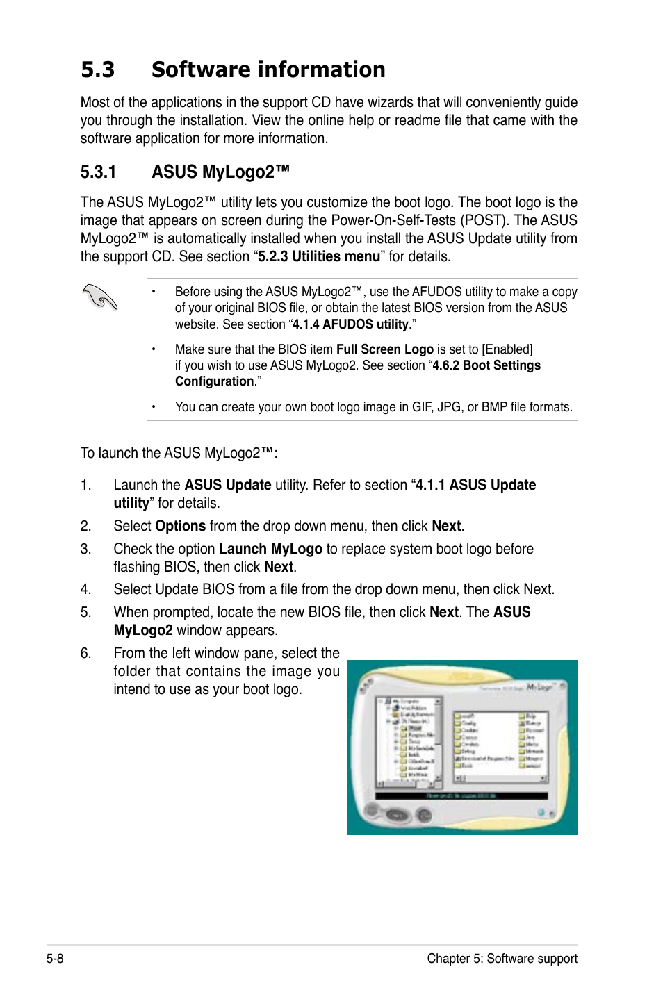 3 software information, 1 asus mylogo2 | Asus P5B-E Plus User Manual | Page 114 / 158