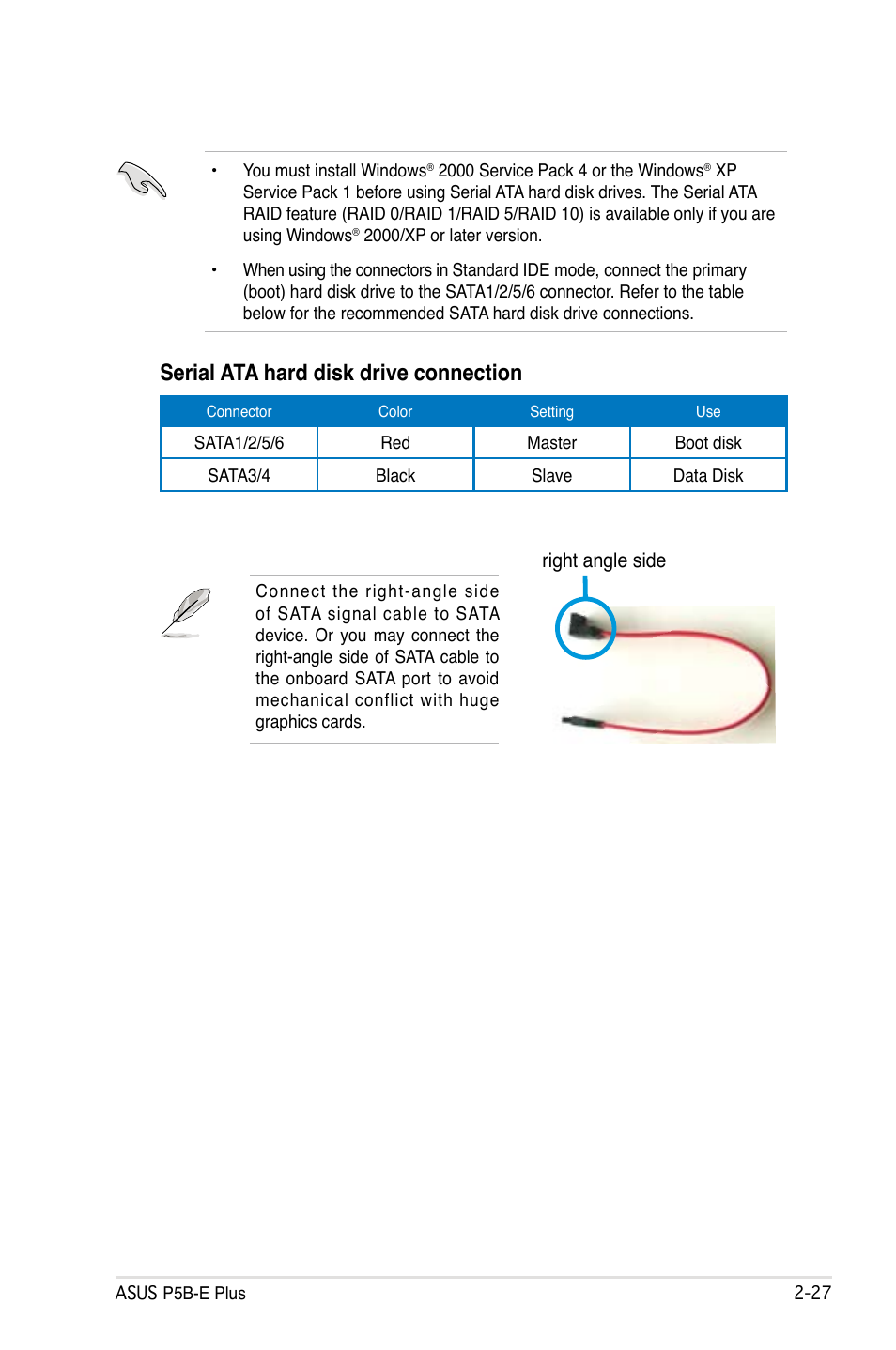 Serial ata hard disk drive connection | Asus P5B-E Plus User Manual | Page 51 / 158