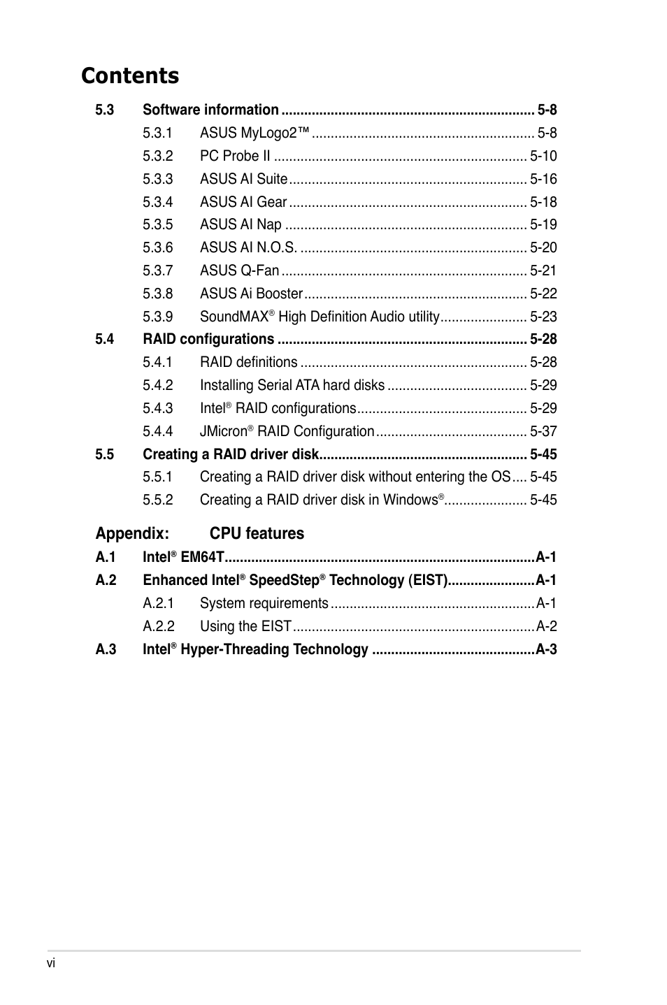 Asus P5B-E Plus User Manual | Page 6 / 158