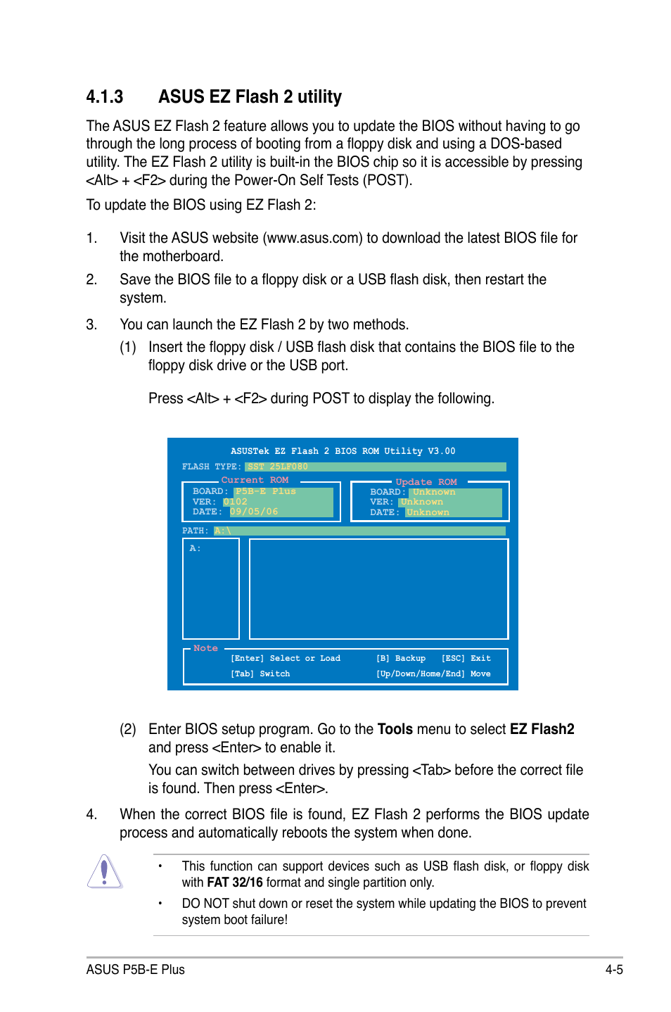 3 asus ez flash 2 utility | Asus P5B-E Plus User Manual | Page 71 / 158