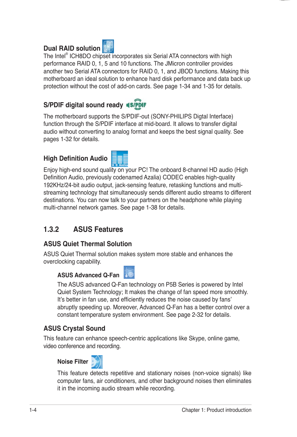 2 asus features | Asus P5B-VM DO User Manual | Page 16 / 100