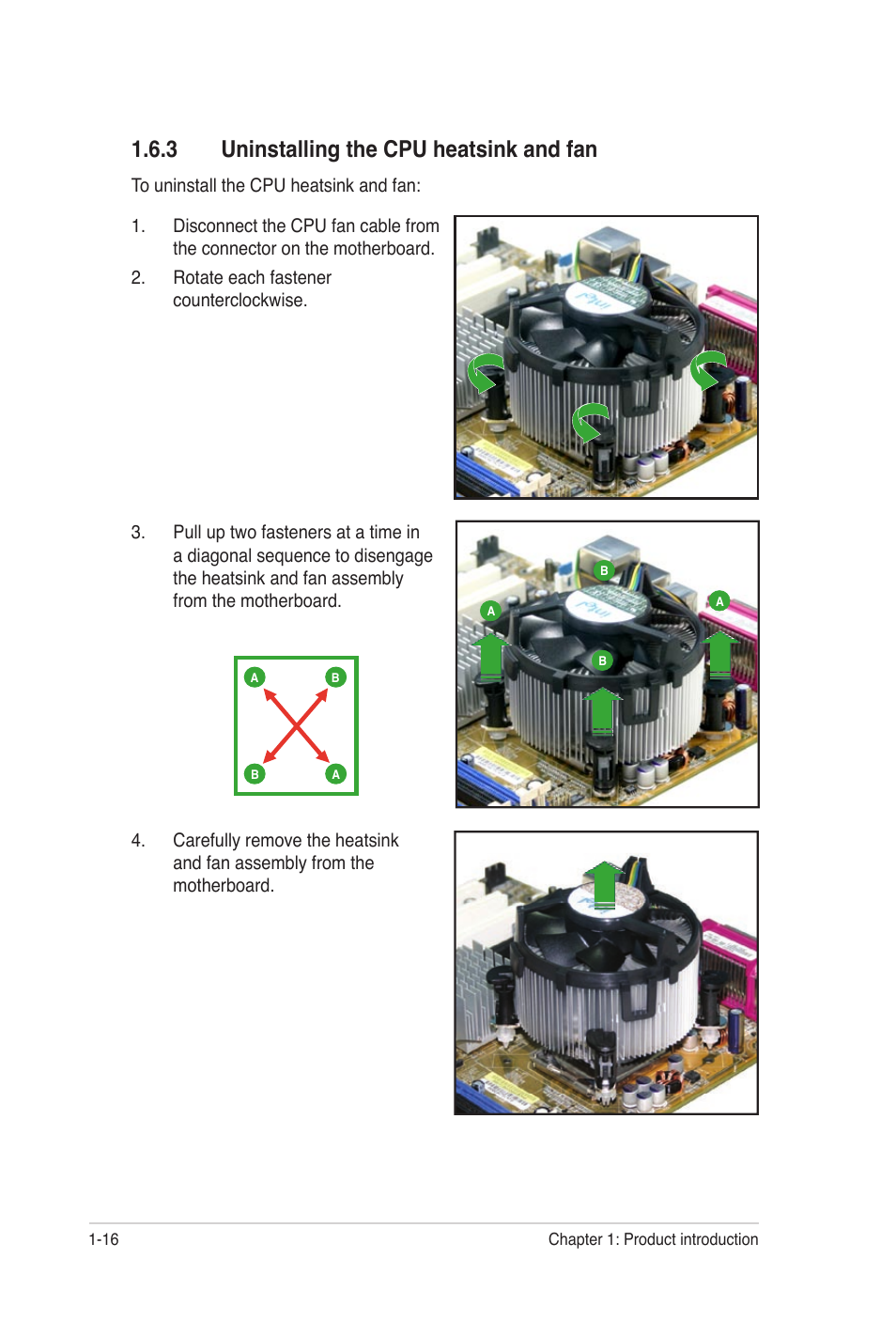 3 uninstalling the cpu heatsink and fan | Asus P5B-VM DO User Manual | Page 28 / 100