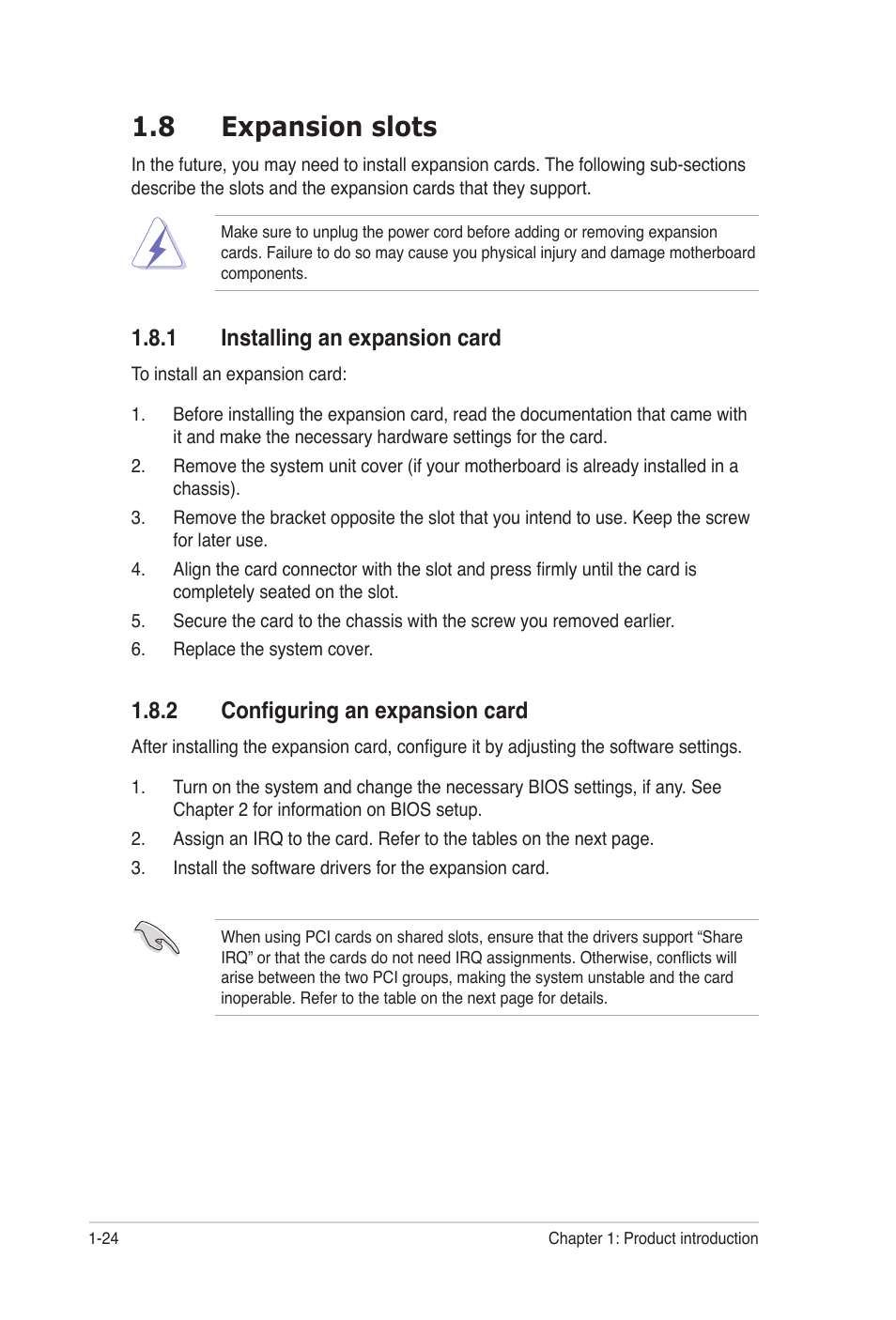 8 expansion slots, 1 installing an expansion card, 2 configuring an expansion card | Asus P5B-VM DO User Manual | Page 36 / 100