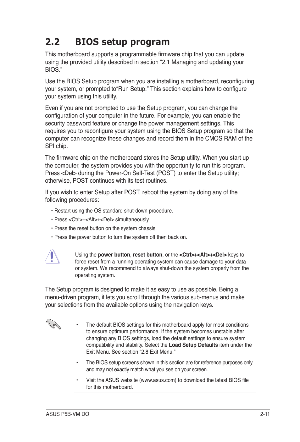 2 bios setup program | Asus P5B-VM DO User Manual | Page 65 / 100