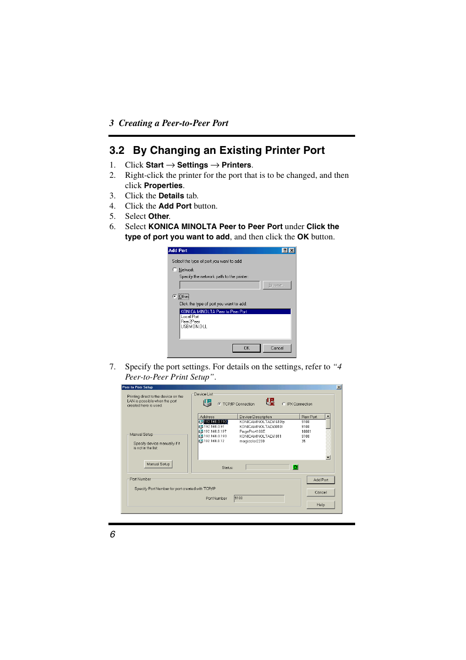 2 by changing an existing printer port, By changing an existing printer port | Konica Minolta BIZHUB C30P User Manual | Page 11 / 21