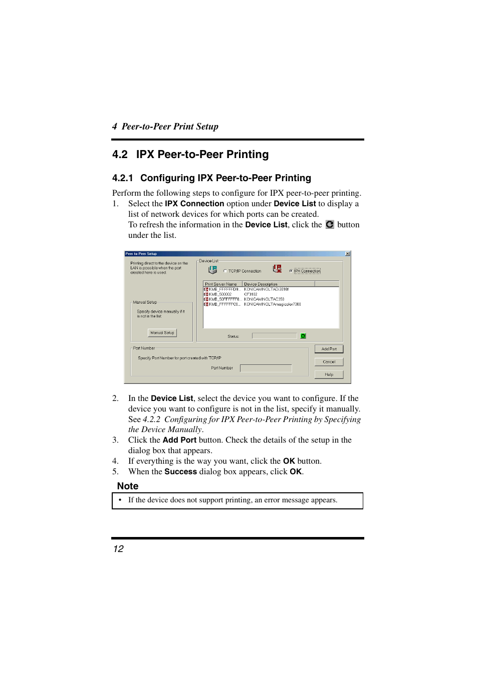 2 ipx peer-to-peer printing, 1 configuring ipx peer-to-peer printing, Ipx peer-to-peer printing | 1 configuring ipx peer-to-peer, Printing | Konica Minolta BIZHUB C30P User Manual | Page 17 / 21