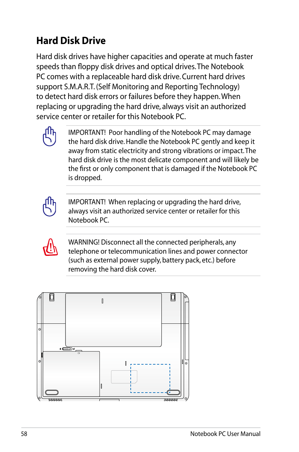 Hard disk drive | Asus E5165 User Manual | Page 58 / 108