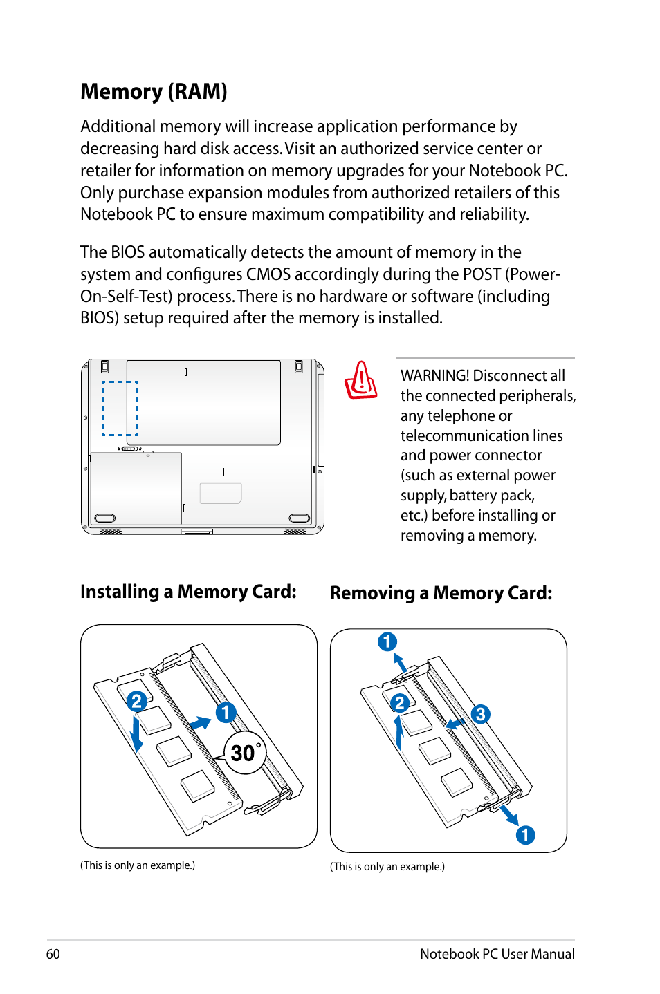 Memory (ram) | Asus E5165 User Manual | Page 60 / 108