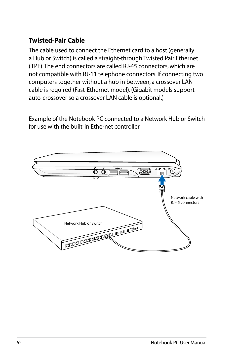 Twisted-pair cable | Asus E5165 User Manual | Page 62 / 108