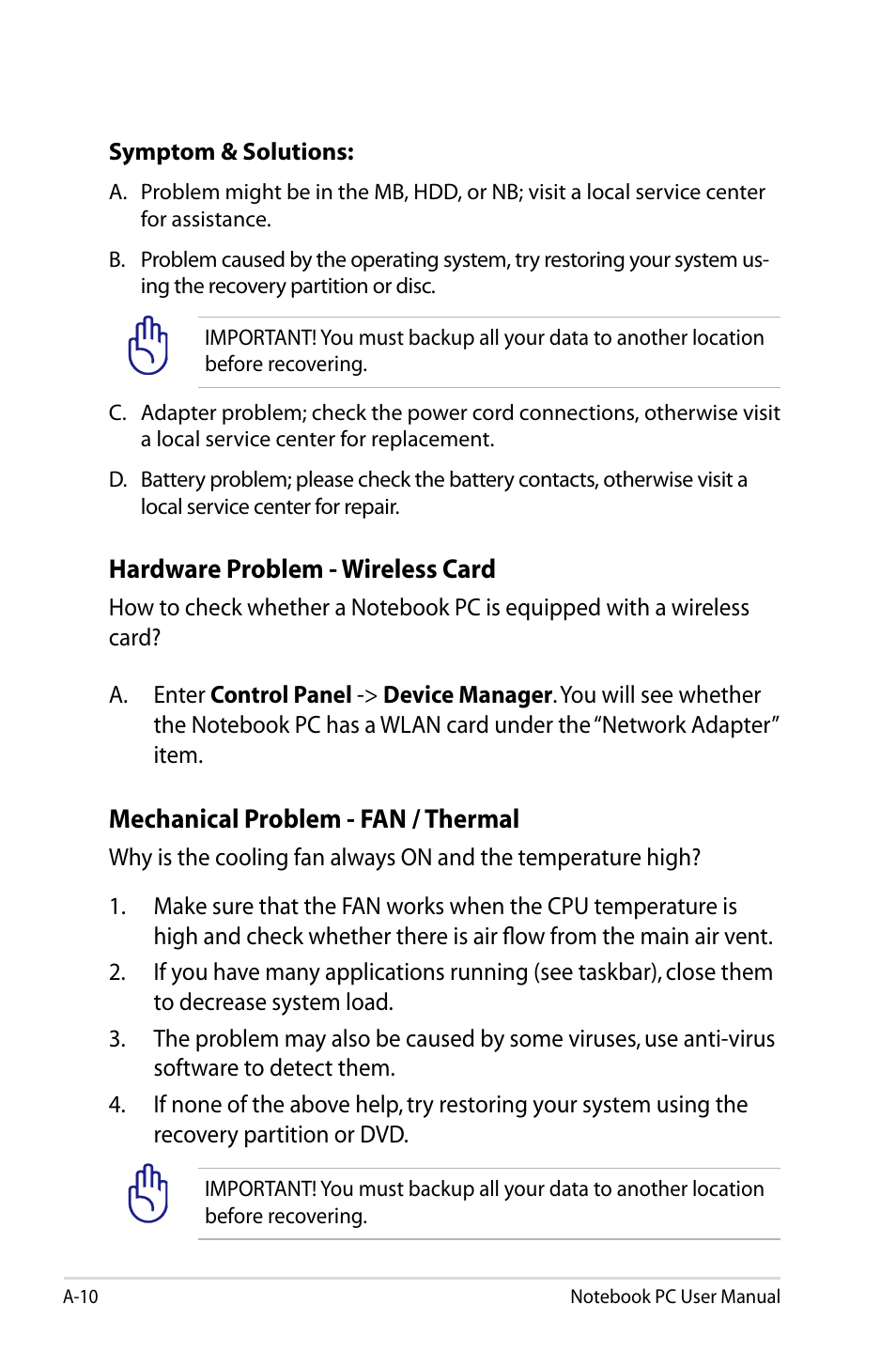 Asus E5165 User Manual | Page 80 / 108