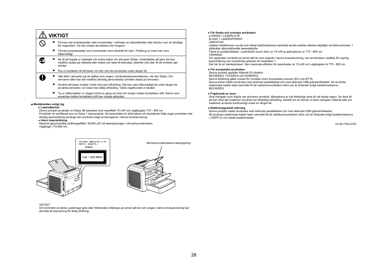 Viktigt | Konica Minolta PagePro 1350E User Manual | Page 29 / 38