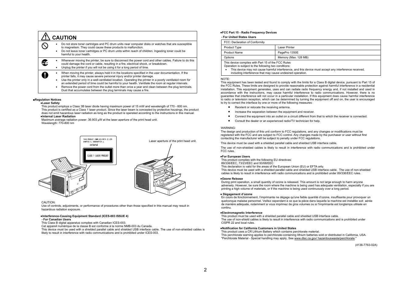 Caution | Konica Minolta PagePro 1350E User Manual | Page 3 / 38