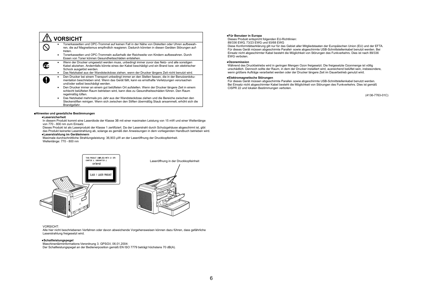 Vorsicht | Konica Minolta PagePro 1350E User Manual | Page 7 / 38