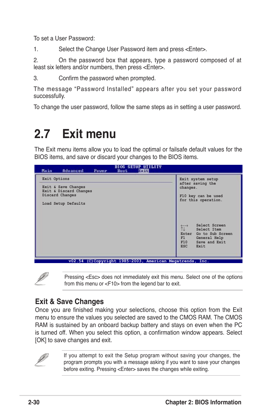 7 exit menu, Exit & save changes | Asus MOTHERBOARD ULTRA P5V-VM User Manual | Page 70 / 78