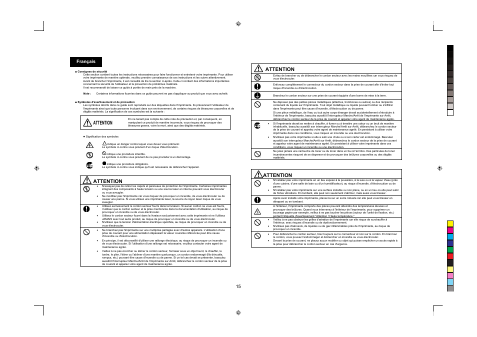 Attention, 15 français | Konica Minolta PagePro 1380MF User Manual | Page 15 / 56